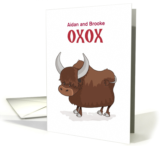 Happy Valentine's Day Custom OXOX Hugs and Kisses Pun Ox card