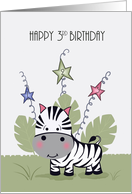 Happy Third Birthday with Zebra in the Jungle card