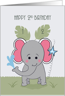 Happy Second Birthday with Elephant in the Jungle card