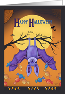 Happy Halloween Cute Bat Dropping Candy card