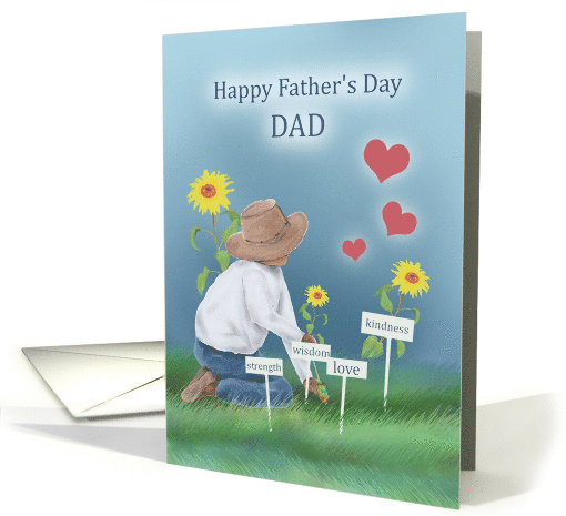Happy Father's Day Dad Gardening Character Words Garden Stakes card