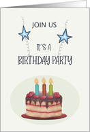 Business Join Us It’s A Birthday Party with Layered Cake Stars Invite card