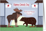 Happy Canada Day From Our House to Yours Bear Moose Flags card