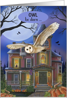 Owl be Darn it’s Halloween Pun Humor Victorian House card