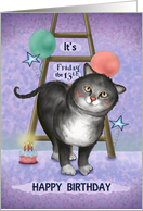 It’s Friday the 13th Happy Birthday with Black Cat Ladder card