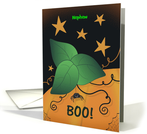 Boo Custom Happy Halloween with Pumpkin Spider Webs Stars card