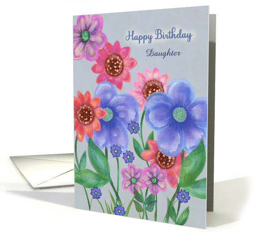 Daughter Custom Happy Birthday Colorful Flowers card (1721962)