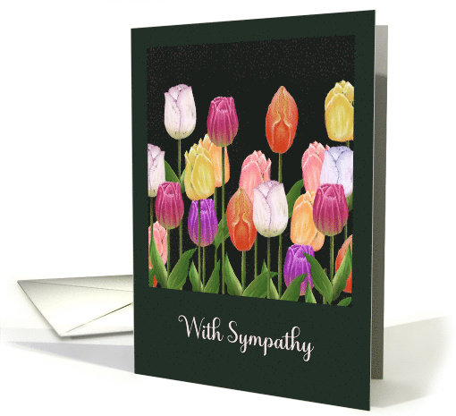 With Sympathy Tulips Different Colors Dark Background card (1728524)