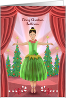 Merry Christmas Ballerina Young Girl Holiday Dance Recital card