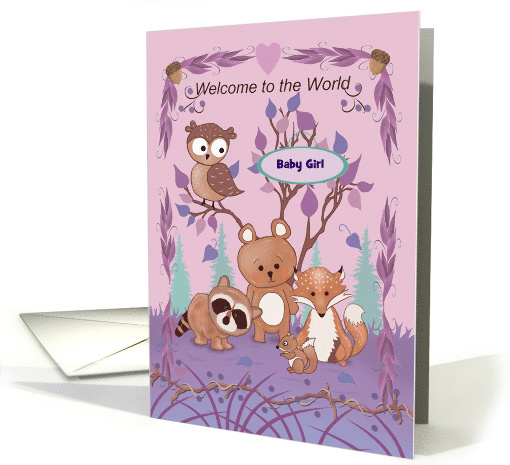 Welcome to the World Custom Baby Girl with Wildlife card (1744120)