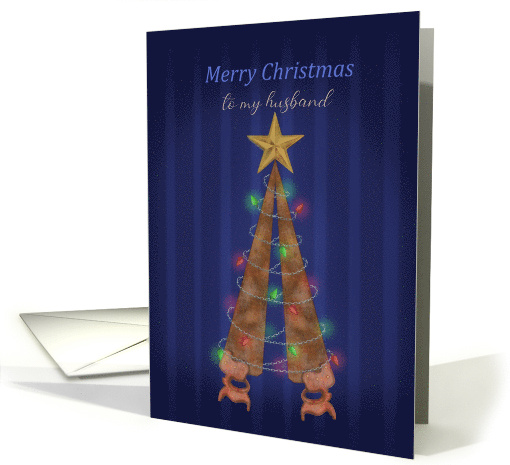 Merry Christmas Husband with Two Hand Saws Tree Shape card (1746476)