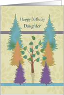 Happy Birthday Daughter with Lone Deciduous Tree Among Pines card
