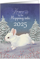 Happy to be Hopping Into New Year 2024 with Rabbit in Snow card