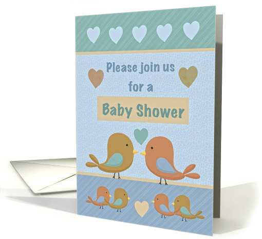 Join us for Baby Shower Birds Hearts card (1752464)