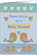 Join us for Baby Shower Birds Hearts card