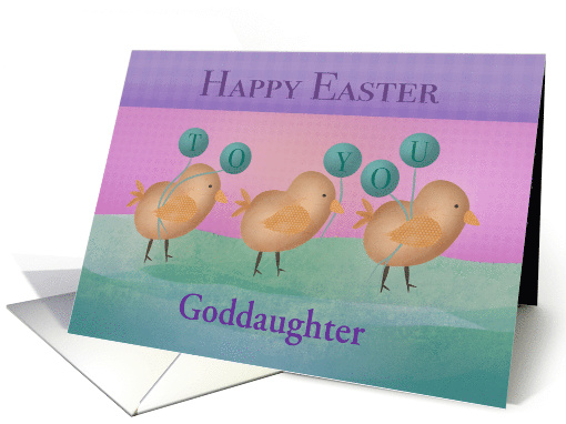 Custom Happy Easter with Three Chicks Holding Balloons... (1752528)