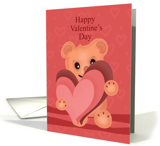 Happy Valentines Day Cute Bear Holding Hearts card (1753926)