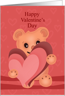 Happy Valentines Day Cute Bear Holding Hearts card