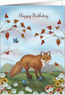 Happy Birthday you Old Fox with Fox Fall Scene card