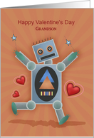 Happy Valentine’s Day Grandson with Robot Hearts Stars card