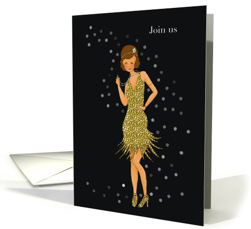 Join us Birthday Celebration Invitation with Flapper Girl card