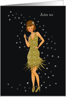 Join us Birthday Celebration Invitation with Flapper Girl card