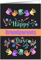 Happy Grandparents Day with Flowers Handprints Border card