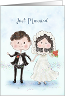 Just Married Couple with Dark Hair card