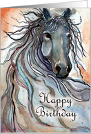 Happy Birthday for Horse Lover with Watercolor and Ink Horse card