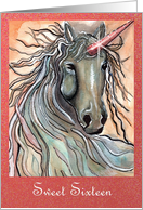 Happy Birthday Sweet Sixteen with Watercolor Unicorn card