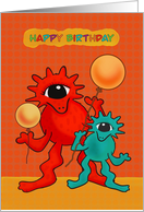 Happy Birthday For Young Child with Monsters Balloons card