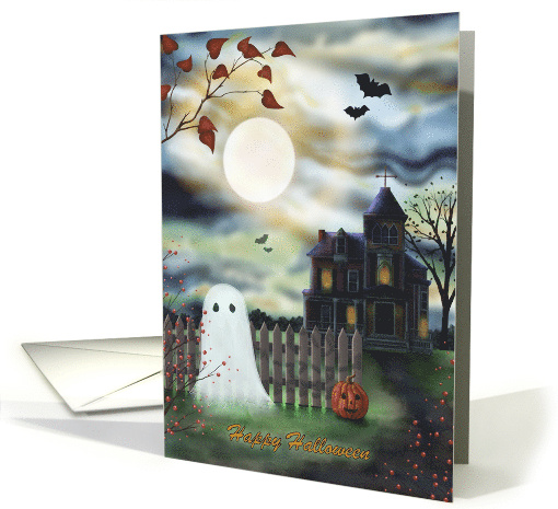 Happy Halloween with Night Sky Victorian House Ghost and... (1881830)