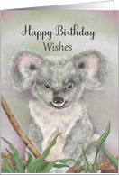 Happy Birthday Wishes with Koala Bear in Pastels card