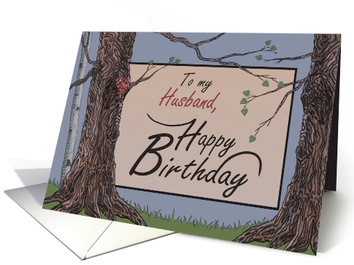 Happy Birthday to my Husband Sketched Trees Landscape card (1886826)