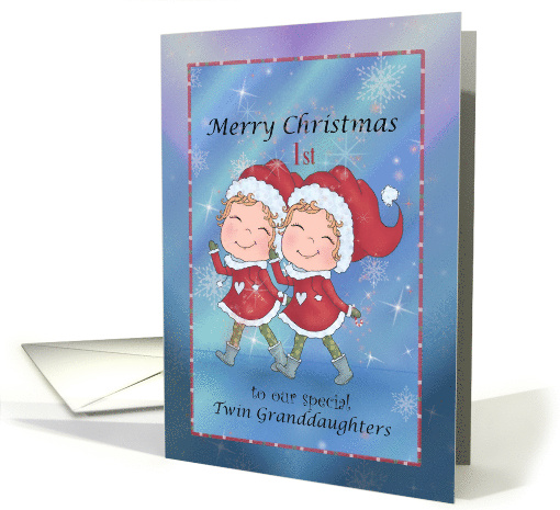 Merry 1st Christmas Twin Girls Private Request card (1892996)