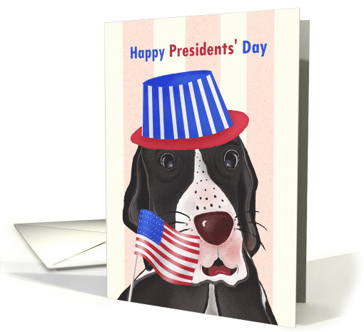 Happy Presidents' Day Whimsical Dog Holding Flag card (1899456)