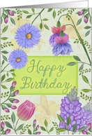 Happy Birthday With Flowers in a Seed Packet Look card