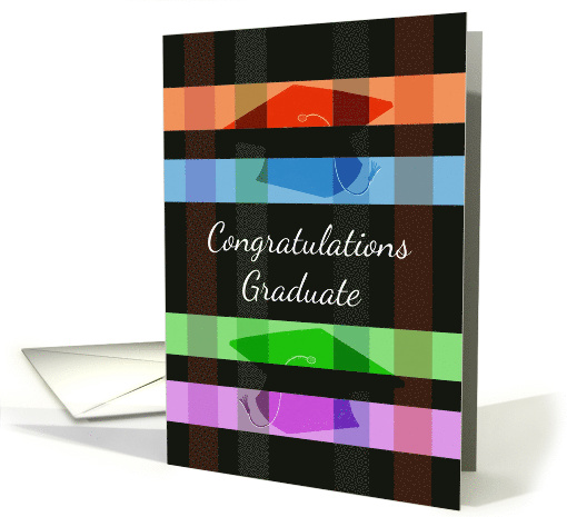 Congratulations Graduate with Bright Checked Lines Dark... (1919214)