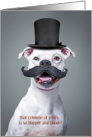 Costumed Dog for Halloween Top Hat Mustache Monocle card