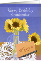 Happy Birthday Grandmother Grammy with Sunflower Vase Doily Envelope card
