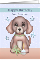 Happy Birthday Great Grandson Cute Dog Cupcake and Ball card