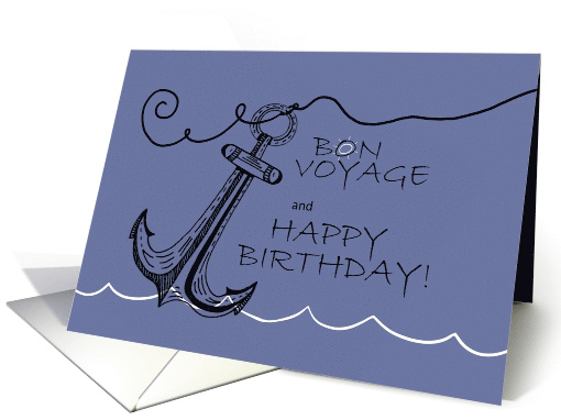 Bon Voyage and Happy Birthday Hand Drawn Ink Anchor card (1958116)