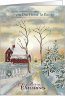 Serene Sunrise Country Road Our Home to Yours Christmas Wishes card