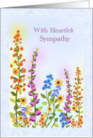 Multicolored Floral Sympathy Watercolor Background Gray Frame card