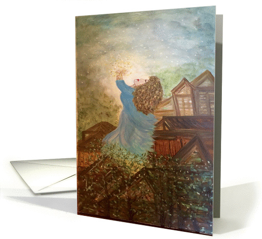 A happy birthday wish, wish upon the stars, angelic vision. card
