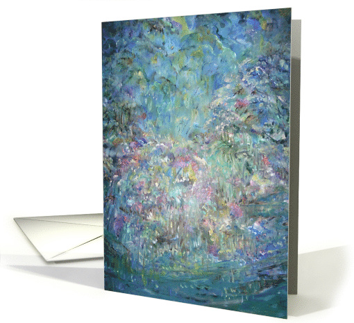 Blank Note Card, any occasion impressionistic, abstract garden, card