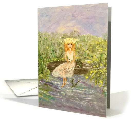 Wedding Proposal Response from a Frog Princess by a Pond. card