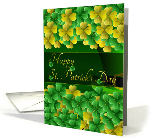 Happy St. Patrick's Day with Gold and Green Clover card (1425536)