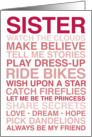 To Sister - Happy Birthday - From Sibling - Pink - Text as Art card