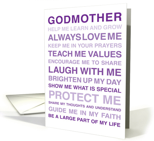 For Godmother - Will you be my Godmother? - From Godchild card